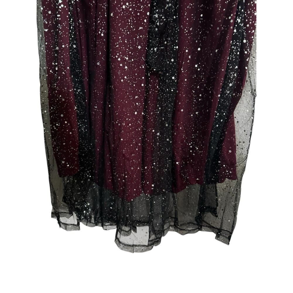 NWT Bloomchic Dress 14-16 Black Sheer Silver Burgundy Wine Fairy Witchy #3622 - Picture 6 of 10